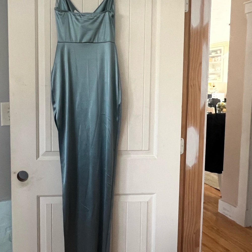 Windsor Teal Satin Maxi Dress